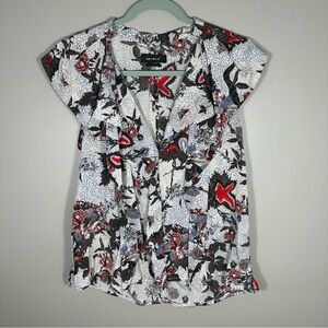 Isabel Marant Floral Print Stretch Silk Sleeveless Blouse